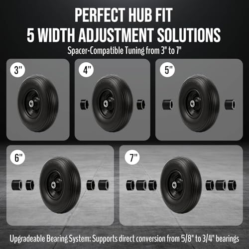 13" Flat Free 4.00-6 Tire 5/8"-3/4" Bearings for Wheelbarrow 1-Pack