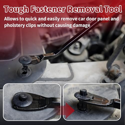 Car Clip Pliers, Auto Trim Removal Tool with 2Pcs Stainless Steel Fastener Remover for Disassembling Automotive Interior, Door Panel Dashboard, Buckles, Plastic Trim Clips, Rivets - color: Black