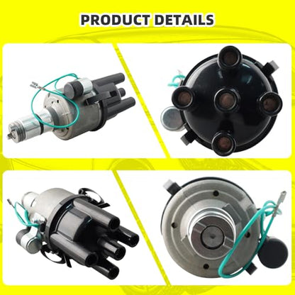 Ignition Distributor w/Cap & Rotor and 4 Iridium Spark Plugs with Wire Set Tune Up Kit 231178003 84-946 Compatible with Volkswagen Beetle Campmobile Fastback Karmann Ghia Rabbit Transporter - size: 84-946