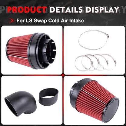 LS Swap Cold Air Intake Kit 92MM for LS1 LS2 LQ4 LQ9 Engines