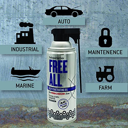 Free All Rust Eater Deep Penetrating Oil,11oz Precision Straw, Loosens Rusted Bolts, Nuts, Pipe Connections & Locks, Industrial-Grade Rust Remover, Silicone-Free Formula, Safe on Paint & Plastics - style: 11 Ounces - Precision Straw