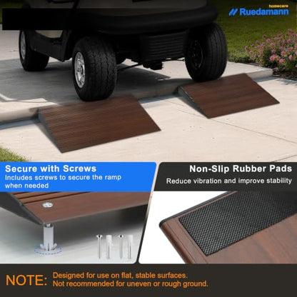 Ruedamann 2" Rise 2200 LBS Load Capacity Aluminum Modular Threshold Ramp - color: Dark Wood Look, size: 2'' Rise