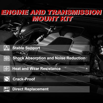 Engine Motor Mount Kit and Transmission Mount A6502 A6520 A6556 A6506 A6526 Compatible for Honda Civic 1.6L Auto Trans 1996-2000 (Set of 5)