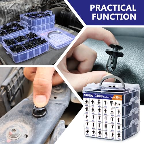 Car Clips Bumper Clips Shield Retainer Clips Plastic Rivets 1050PCS Automotive Push Pins Assortment Xmas Tree Fasteners Kit Most Common Sizes Auto Body with Removers for Ford Honda Chrysler GM Blue - size: 1050PCS