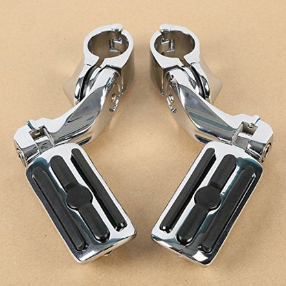 TCT-MOTORPARTS Engine Guard Highway Crash Bar Footpegs Footrest for Harley Touring Road King Glide Street Glide Electra Glide 1997-2008 - color: Chrome Engine Crash Bar+Footpegs #2