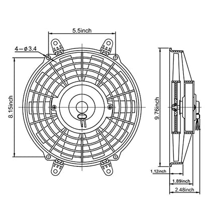 9" Inch Electric Radiator Fans 12V Universal Cooling Fan 80W Mount Kit High Performance Radiator Assembly Kit - style: 9" Straight