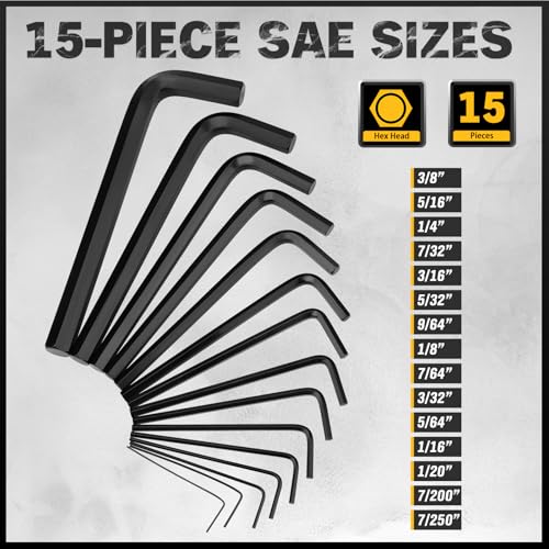 ELEAD 31-Piece Hex Key Set - Allen Wrench Set, SAE and Metric Allen Keys MM(0.7mm-10mm) SAE(0.028"-3/8) Heat-Treated, Torque Handle, High Leverage, Long & Short Keys, Easy Organization - style: 31-Piece Hex Key Set
