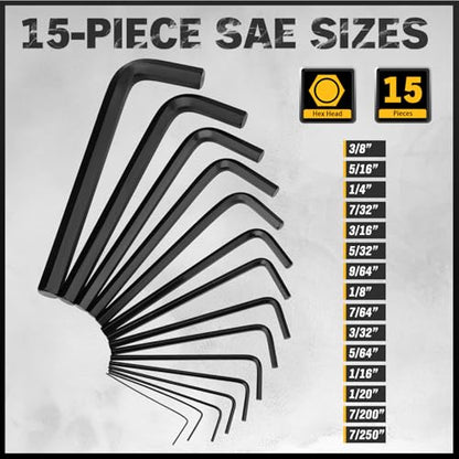 ELEAD 31-Piece Hex Key Set - Allen Wrench Set, SAE and Metric Allen Keys MM(0.7mm-10mm) SAE(0.028"-3/8) Heat-Treated, Torque Handle, High Leverage, Long & Short Keys, Easy Organization - style: 31-Piece Hex Key Set
