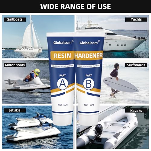 Globalcom Fiberglass Boat Repair Kit White, Gel Coat Repair Kit for Boats