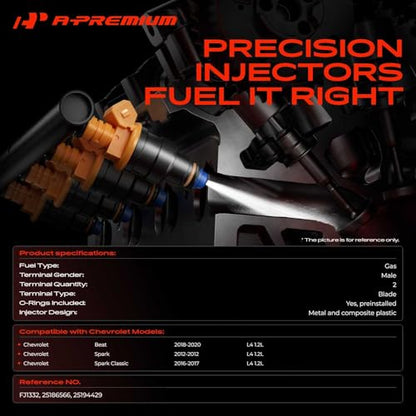 A-Premium Set of 4 Fuel Injectors Compatible with Chevrolet