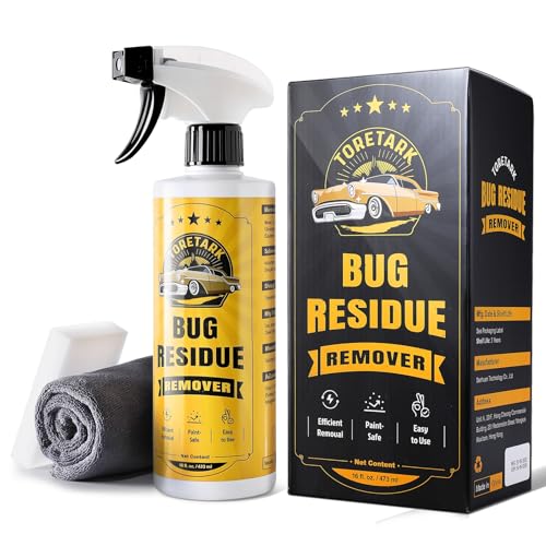 toretark Bug Remover for Cars Exterior - Tree Sap Remover for Cars Exterior, Quickly Dissolves for Water Spot, Bird Poop, Resin, Grease, Tar - PH Neutral, Safe on Paint, Rubber, Chrome, Glass
