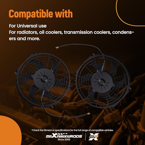 maXpeedingrods 2X 10 inch Universal Slim Fan Push Pull Electric Radiator Cooling 12V Mount Kit - size: 10 inch
