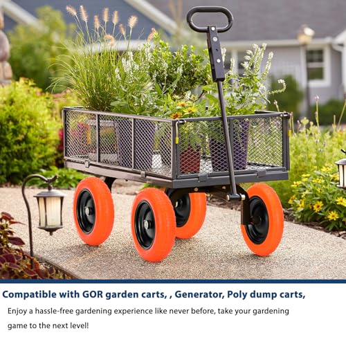 13" Flat Free Wheels Replacement for GOR Garden Cart Tires - color: Orange