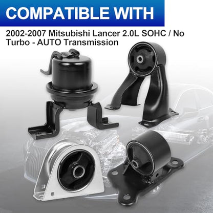 4-Pc Engine Motor Mount Kit Compatible with 02-07 Mitsubishi Lancer 2.0L - size: 2002-2007 Mitsubishi Lancer Auto