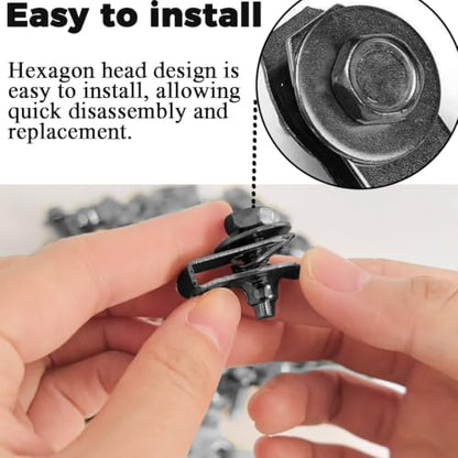 100PCS M6-1.0 Body Bolts & U Nuts Kits for Engine Cover Bumper Fender Liner, Metal Rust-Resistant Automotive Body Screws Clips (50 Sets), Black - color: Black