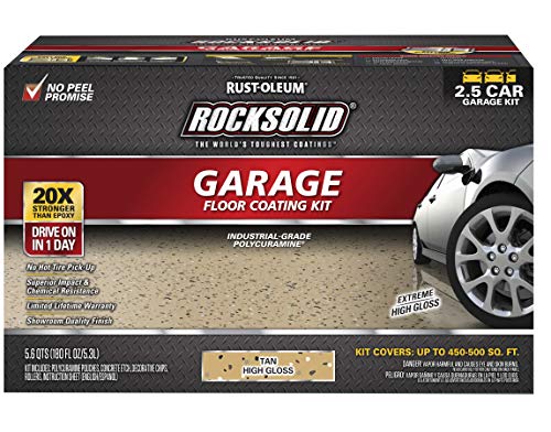 Rust-Oleum RockSolid Garage Floor Coating Kit, Tan, 2.5 Car Kit - color: Tan, size: 1 Count (Pack of 1)