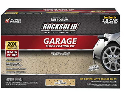 Rust-Oleum RockSolid Garage Floor Coating Kit, Tan, 2.5 Car Kit - color: Tan, size: 1 Count (Pack of 1)