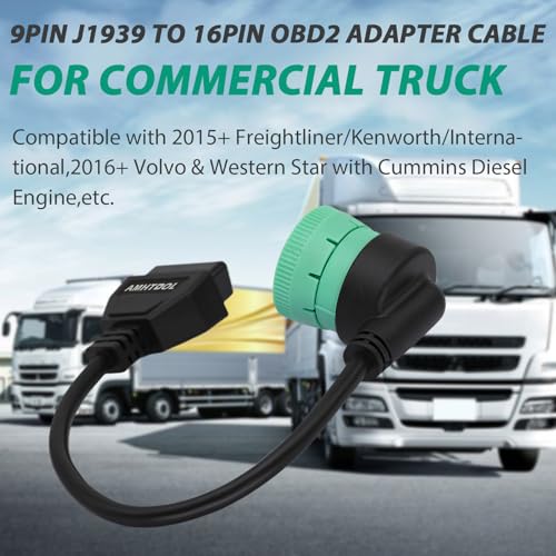 J1939 9 Pin OBD2 Adapter Cable,Truck 9 Pin to OBD2 16 Pin Connector - style: NEW J1939 9pin 90°