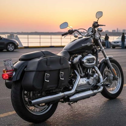 Milwaukee Leather PVC 2-Strap Throw-Over Easy Zip off and off Motorcycle Saddlebags - LG - color: SH611ZB-BLACK, size: Large