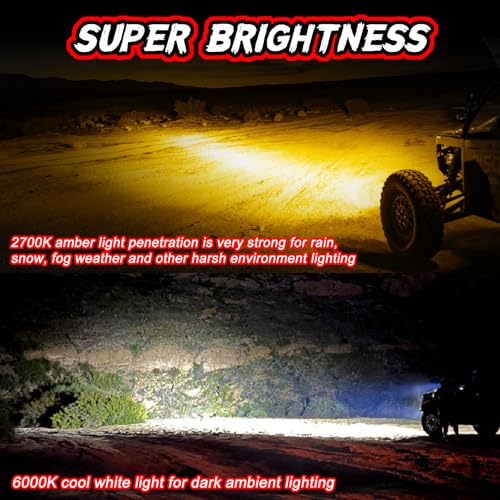 LED Pods Amber 3 Inch Off Road Driving Fog Pod Light Bar - color: White Amber