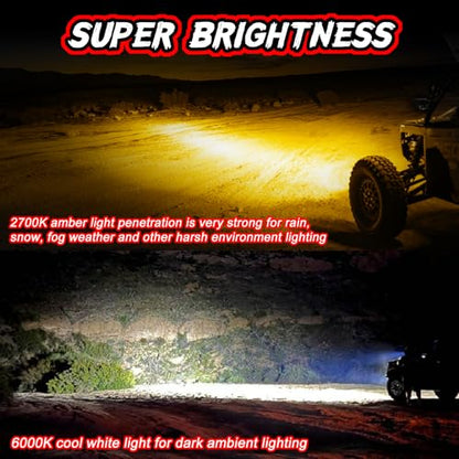 LED Pods Amber 3 Inch Off Road Driving Fog Pod Light Bar - color: White Amber