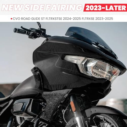 Motorcycle Side Fairing Panel Bracket Kit for Harley Touring CVO Road Glide ST FLTRXSTSE 2024 FLTRXSE 2023, Unpainted/Bright Black Spoilers Cover Support Accessories - size: Forge Carbon