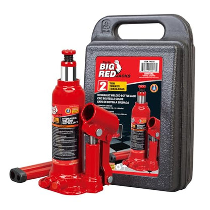 Big RED T90213-2 Torin Hydraulic Welded Bottle Jack with Blow Mold Carrying Storage Case, 2 Ton (4,000 lb) Capacity, Red - size: 2 Ton (4,000 LBs), style: Welded Bottle Jack with Case