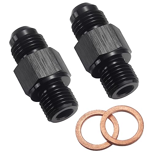 6AN Male Flare to 1/4 NPSM Transmission Cooler Adapter Fitting Aluminum Black Fits TH350 TH400 4L60E 700R4 200-4R TR6060 AOD 4R100 4R70W C5, Pack of 2 - size: 6AN to 1/4 NPSM