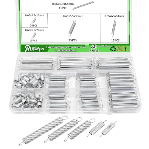 80 PCS Extension Spring Assortment Kit 5 Different Sizes - size: 80PCS (5 Sizes)