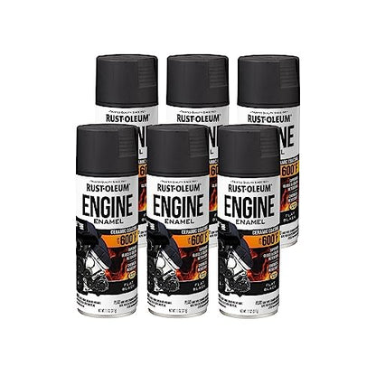 Rust-Oleum Automotive Engine Enamel Spray Paint, Flat Black - color: Flat Black, size: 11 Ounce (Pack of 6)