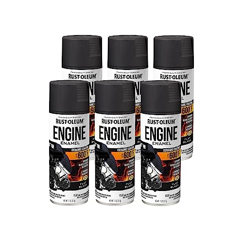 Rust-Oleum Automotive Engine Enamel Spray Paint, Flat Black - color: Flat Black, size: 11 Ounce (Pack of 6)