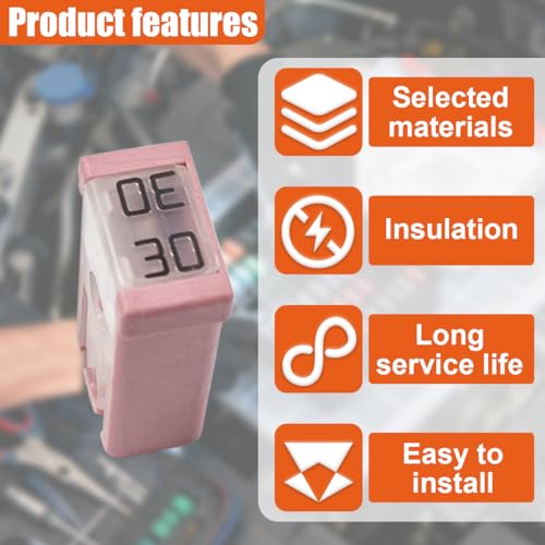 6PCS 30A 32V Mini Slotted Automotive MCASE Shaped Cartridge Fuse Kit, Micro Cartridge Fuse Assortment, Universal Low-Profile Vehicle Fuses Replacement for Car, SUV, Truck (30A) - size: 30A