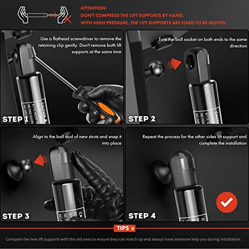 A-Premium Convertible Top Cover Lift Supports Gas Shock Struts Gas Springs