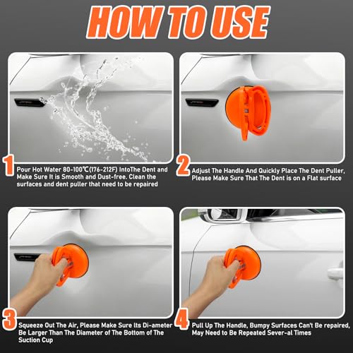 Dent Puller, 3PCS Car Dent Puller Kit, Heavy-Duty Suction Cup Dent Removal Tool, Auto Body Repair Set, Powerful Scratch-Free Dent Lifter for Cars, Trucks, Glass & Furniture