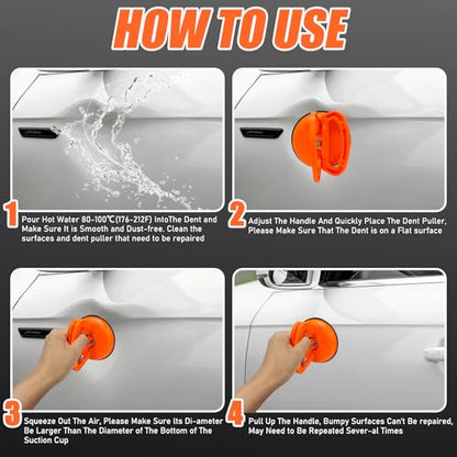 Dent Puller, 3PCS Car Dent Puller Kit, Heavy-Duty Suction Cup Dent Removal Tool, Auto Body Repair Set, Powerful Scratch-Free Dent Lifter for Cars, Trucks, Glass & Furniture