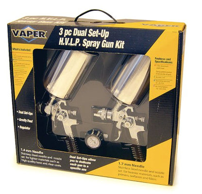Titan 19100 3 Piece HVLP Spray Gun Kit (1.4mm & 1.7mm Needle Nozzle Set) - color: 3-Piece Dual Setup HVLP