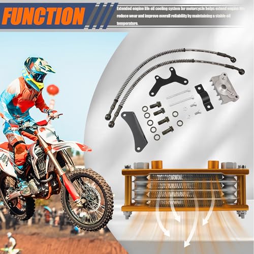 Motorcycle Oil Cooler,Engine Cooling Radiator Compatible with 50cc 70cc 90cc 110cc 125cc 140cc ATV Go Kart Off Road-Gold - color: Gold
