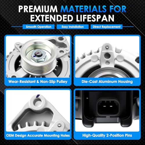 14007 Car Alternators Fit for Chevrolet Silverado 1500 2014-2019, Tahoe Suburban, for GMC Sierra 1500, Yukon, for Cadillac Escalade ESV 4.3L 5.3L 6.2L 6.6L Automotive Replacement Alternator - size: #14007N, 14007 Alternator