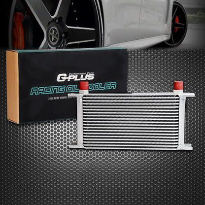 G-PLUS 19 Row AN10 Oil Cooler Universal Aluminum Silver - color: Silver, size: 19 Row AN10