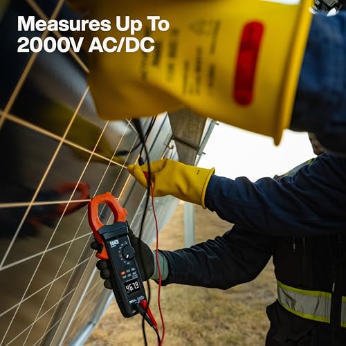 Klein Tools CL910 Digital Clamp Meter, 2000A AC/DC Auto Ranging & Worklight - size: 2000V/2000A