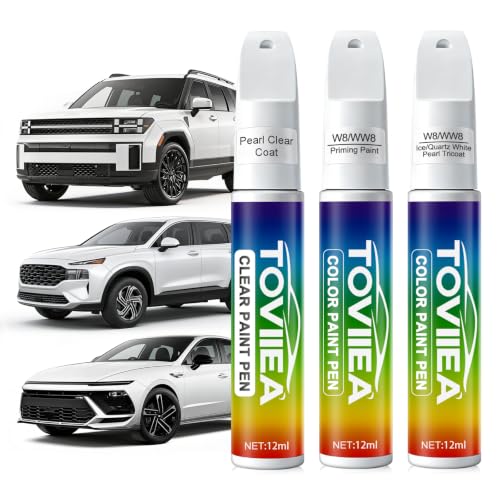 (W8/WW8 Ice/Quartz White Pearl Tricoat Touch Up Paint for Hyundai - color: Upgraded W8/WW8 Ice/Quartz White Pearl Tricoat for EL-ANT-RA/SONATA