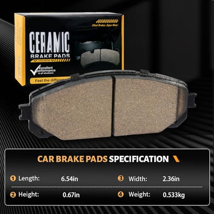 D1709 Front Ceramic Brake Pads Kit Fit For 2014-2015 Jeep Cherokee (for Vehicles with 12.99" Front and 12.6" Rear Rotor) - style: HZ1709