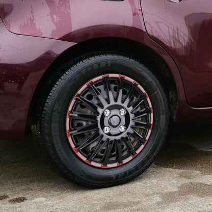 15 Inch Wheel Hubcaps Replacement - Black & Red Lacquer - color: 5019-Black & Red-15