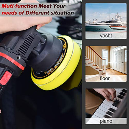 AOBEN Car Buffer Polisher,6 inch Dual Action Polisher,Random Buffer Polisher kit with 6 Variable Speed 1000-4500rpm,Detachable Handle,4 Buffing Pads for Car detailing Polishing and Waxing (Pack of 2) - size: AT3501-7 (Pack of 2)