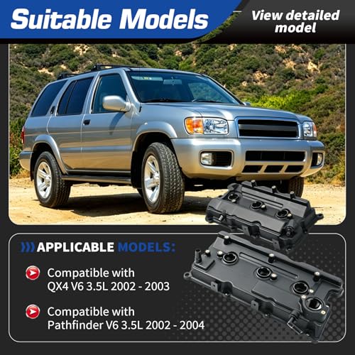Dual Valve Cover Set with Gasket Compatible with Pathfinder QX4 3.5L 02-03