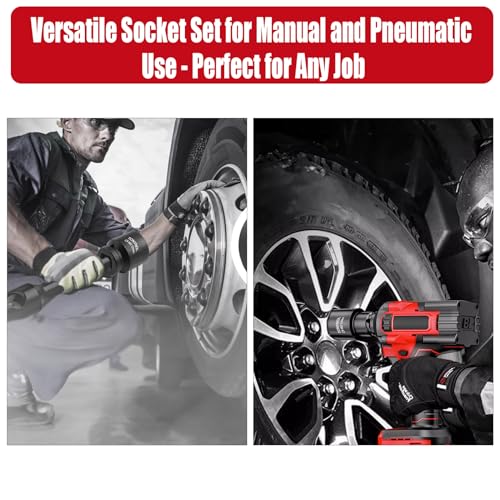 TONYNOL 1/2" Drive Deep Impact Socket Set,6‑Point,SAE 1‑1/16"‑1‑5/8",10Pcs - size: 1/2" SAE 10PC (1-1/16" to 1-5/8") Deep