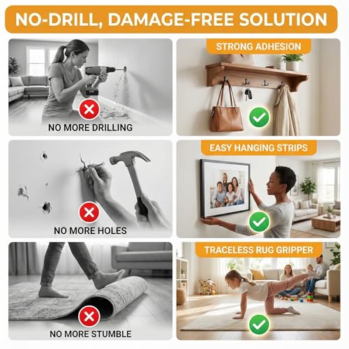 Double Sided Tape Heavy Duty, Clear Mounting Tape Nano Double Sided Adhesive Tape,Picture Hanging Adhesive Strips (9.85FT 6 Pack (Total 59.1FT)) - size: 9.85FT 6 Pack (Total 59.1FT)