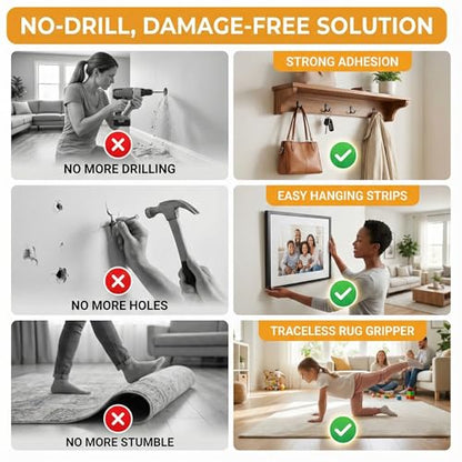 Double Sided Tape Heavy Duty, Clear Mounting Tape Nano Double Sided Adhesive Tape,Picture Hanging Adhesive Strips (9.85FT 6 Pack (Total 59.1FT)) - size: 9.85FT 6 Pack (Total 59.1FT)