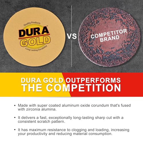 Dura-Gold Premium 6" Gold PSA Sanding Discs - 100 Grit, Box of 50 - Self - size: 100-Grit