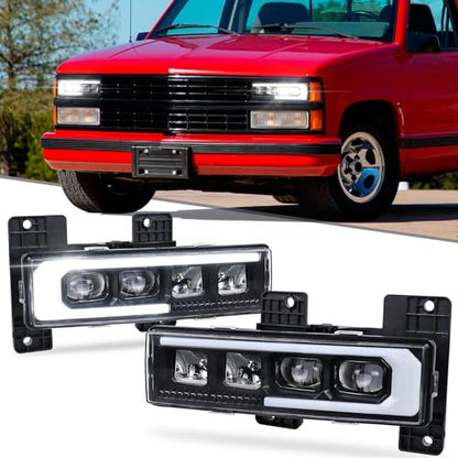 LED Headlight Assembly with DRL Compatible with 1988-1998 Chevy GMC